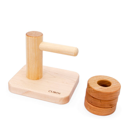 Discs on horizontal dowel