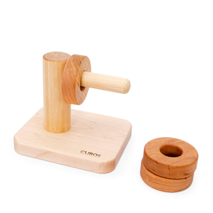 Discs on horizontal dowel
