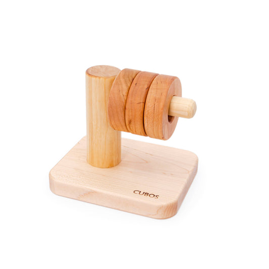 Discs on horizontal dowel