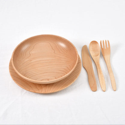 Maple wood tableware set