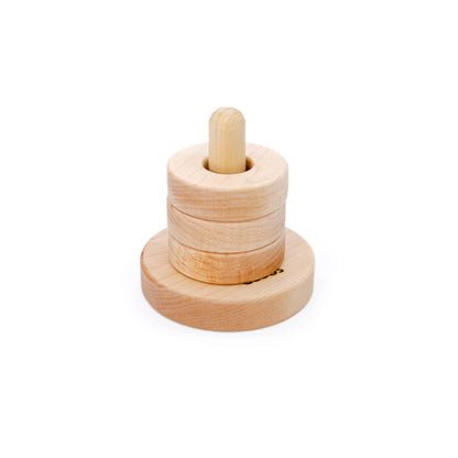Wooden stacking toy on a white background